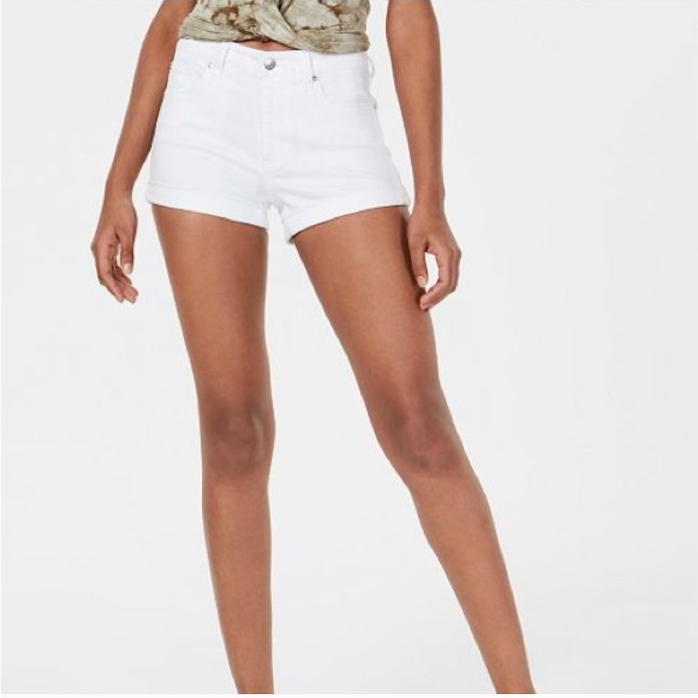 Celebrity Pink white roll up denim shorts